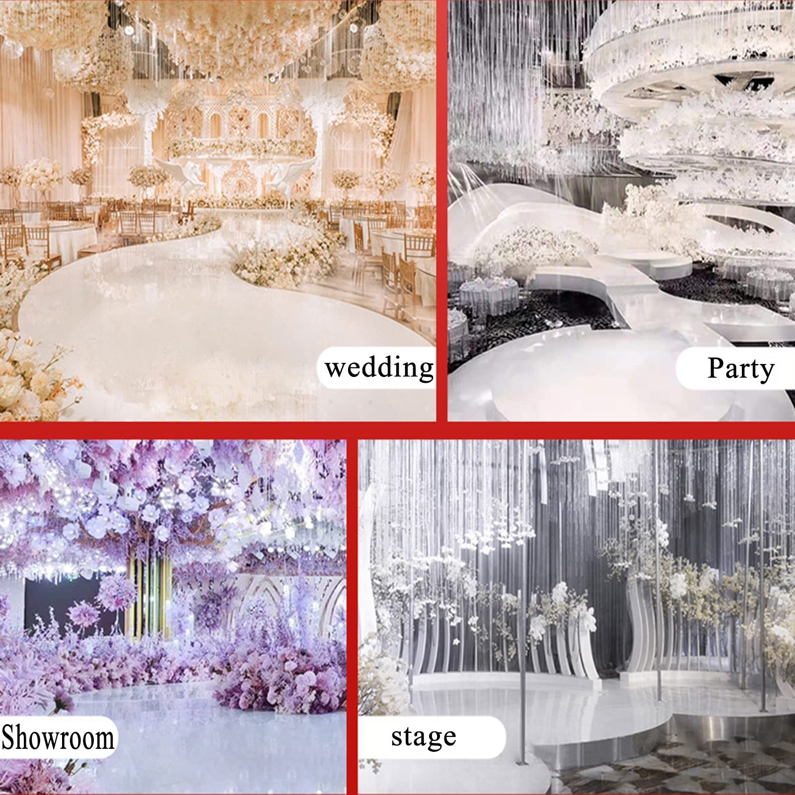 Tapis de couloir réfléchissant miroir pour mariage - Décoration de fête d'intérieur - Tapis jetable découpable d'anniversaire pour exposition sur scène