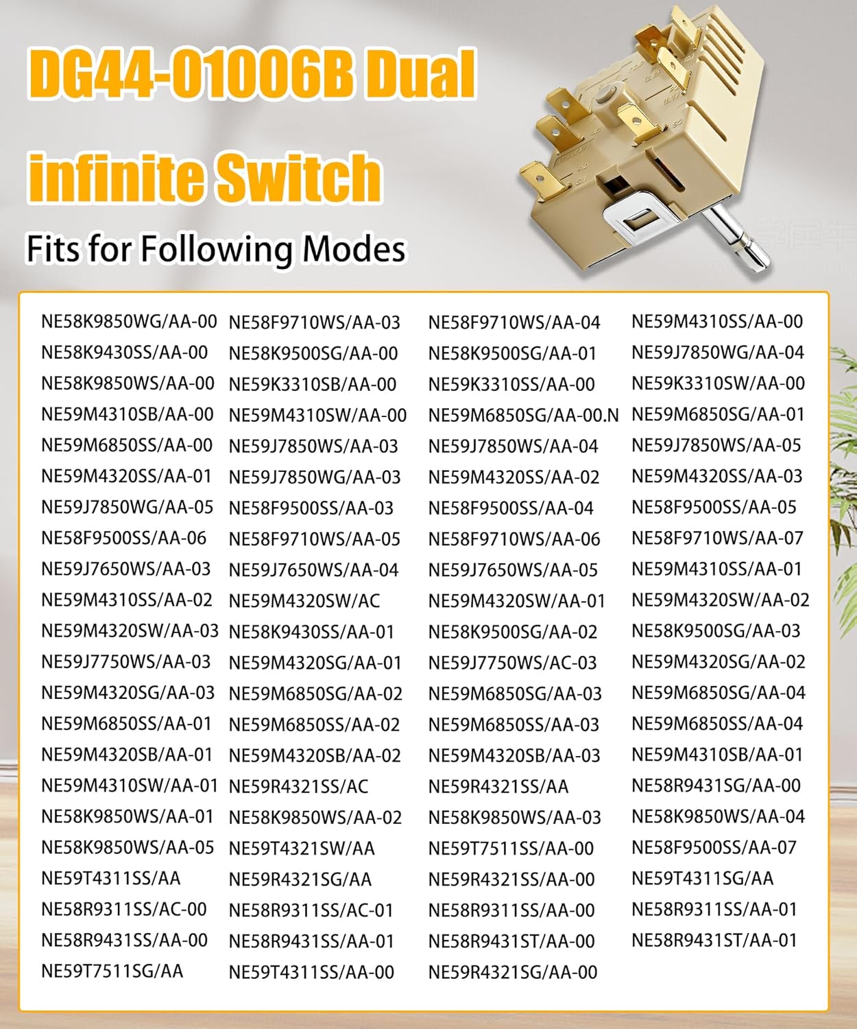 DG44-01006B Range Oven Dual Infinite Switch Compatible with Sam-Sung Range Oven,Replace AP6037530、PS11771631、EAP11771631 ETC.