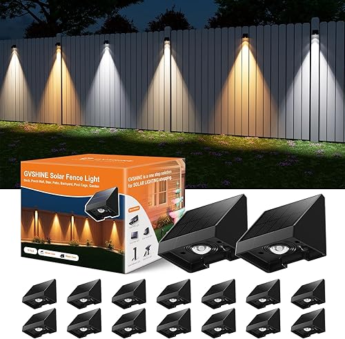 Miniatura 1 de 16 Pack Solar Powered Fence Lights Outdoor Wall Mount Decorative Waterproof Down LED for Deck, Outside Stairs, Pool Cage, Patio, Backyard, Garden,