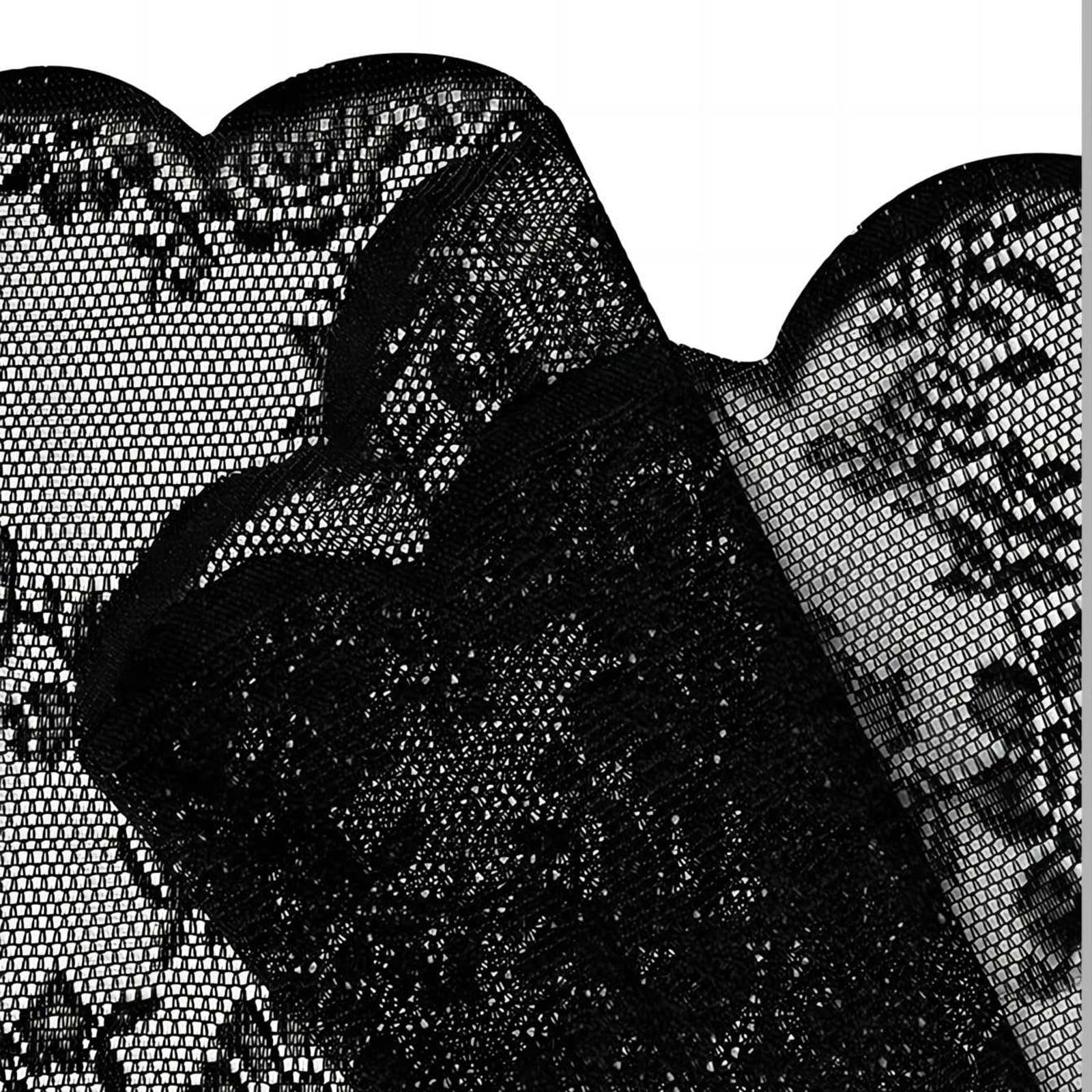 Enakshi® Black Lace Floral Net Curtains Voile Curtains for Study Room Home Decorative 100cmx140cm|Home & Garden | Window Treatments & Hardware | Curtains Drapes & Valances-image-42