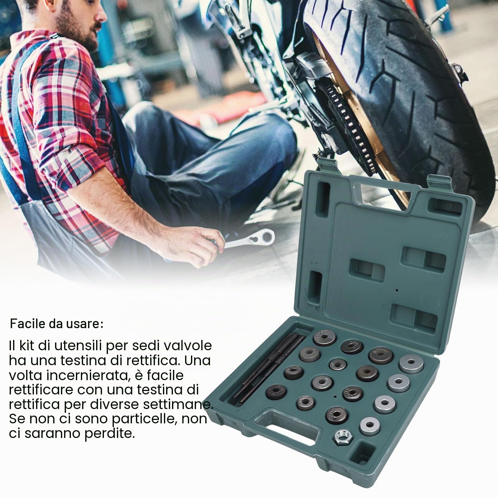 flexman 20 Pezzi Set Frese per Sedi Valvola, Utensile per Alesatore per Sedi Valvola Acciaio Legato, Taglierina per Sedi Valvola Moto Universale Facile Molare per Valvola 0,8~1,2