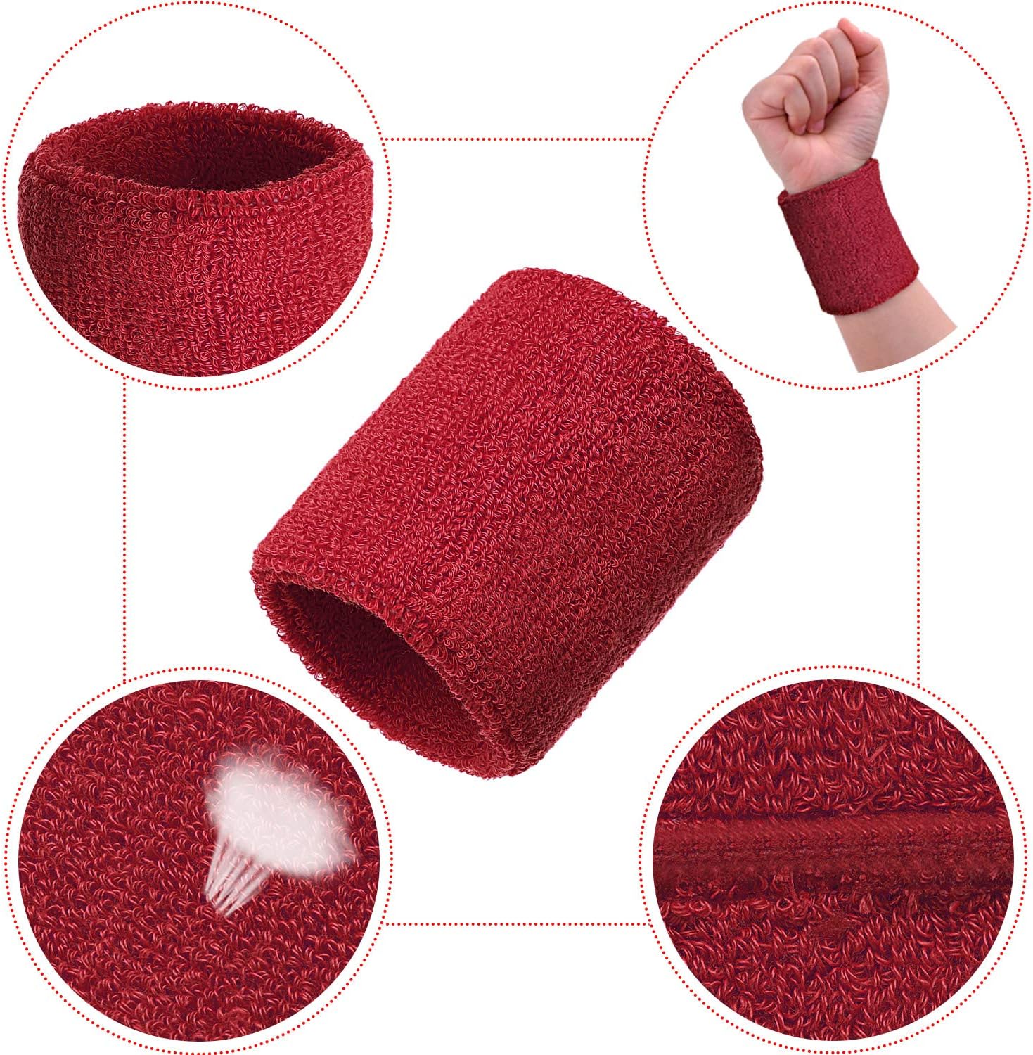 12 Pieces Sweatbands Sports Wristband Sweat Band for Men and Women, Good for Tennis, Basketball, Running, Gym, Working Out : Sports & Outdoors