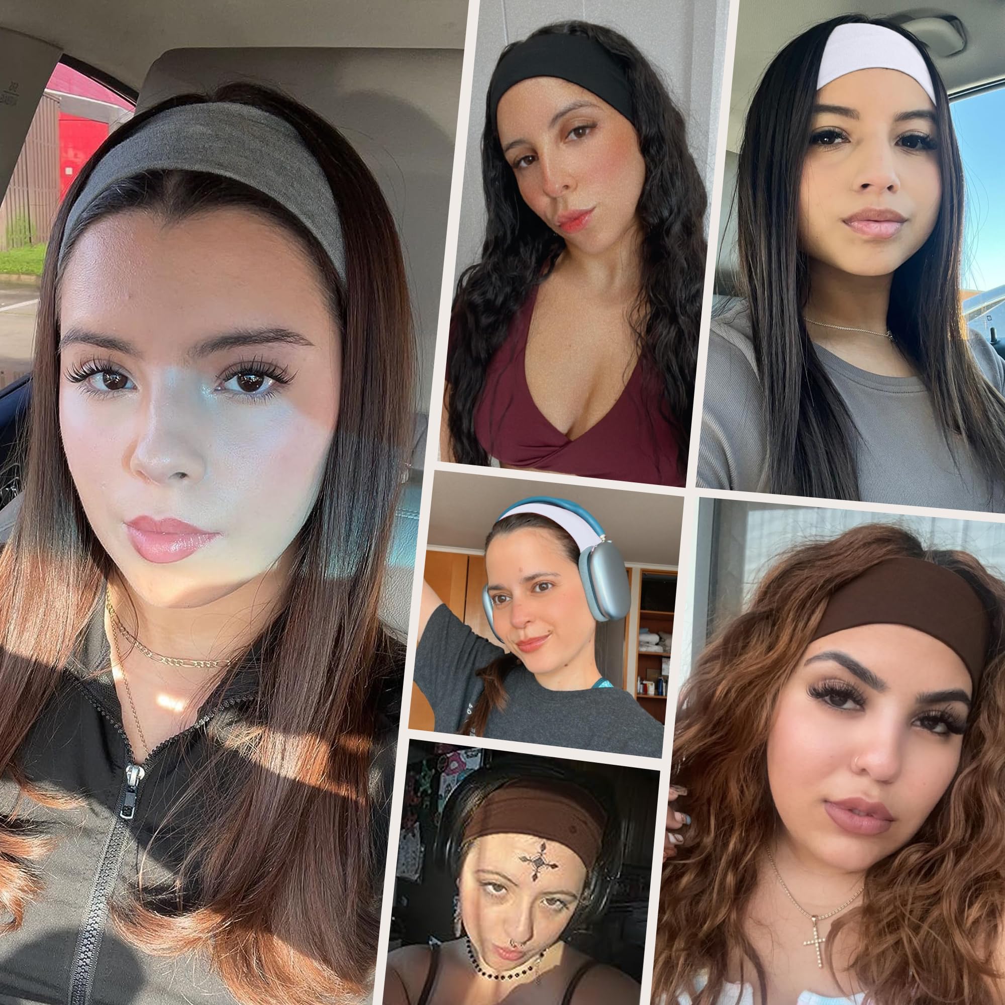 Paquete de 8 diademas antideslizantes para mujer, elegantes bandas deportivas para el cabello de mujer, diademas elásticas de tela de algodón suave para mujer, para yoga, ejercicio al aire libre y 7