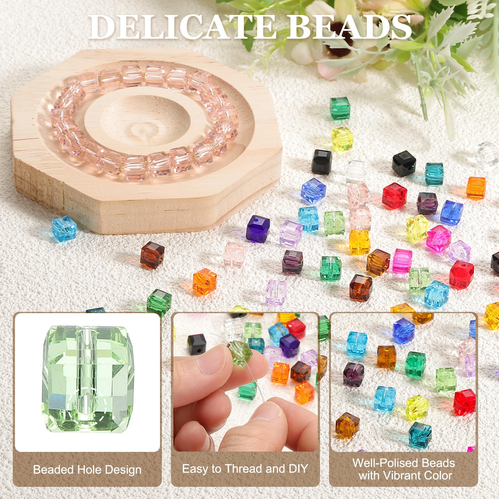 PATIKIL 8mm Crystal Glass Cube Beads - Image 3