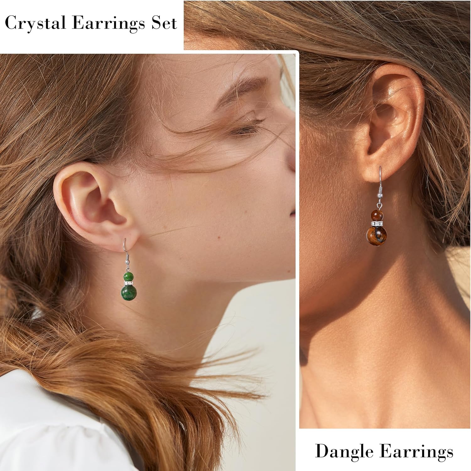 Kesaplan Dangle Earrings for Women Trendy Crystal Lightweight Colorful Gemstone Earrings Drop Healing Stone Beaded Earring Jewelry Gifts for Women Mother’s Day Christmas Birthday Party - Image 3
