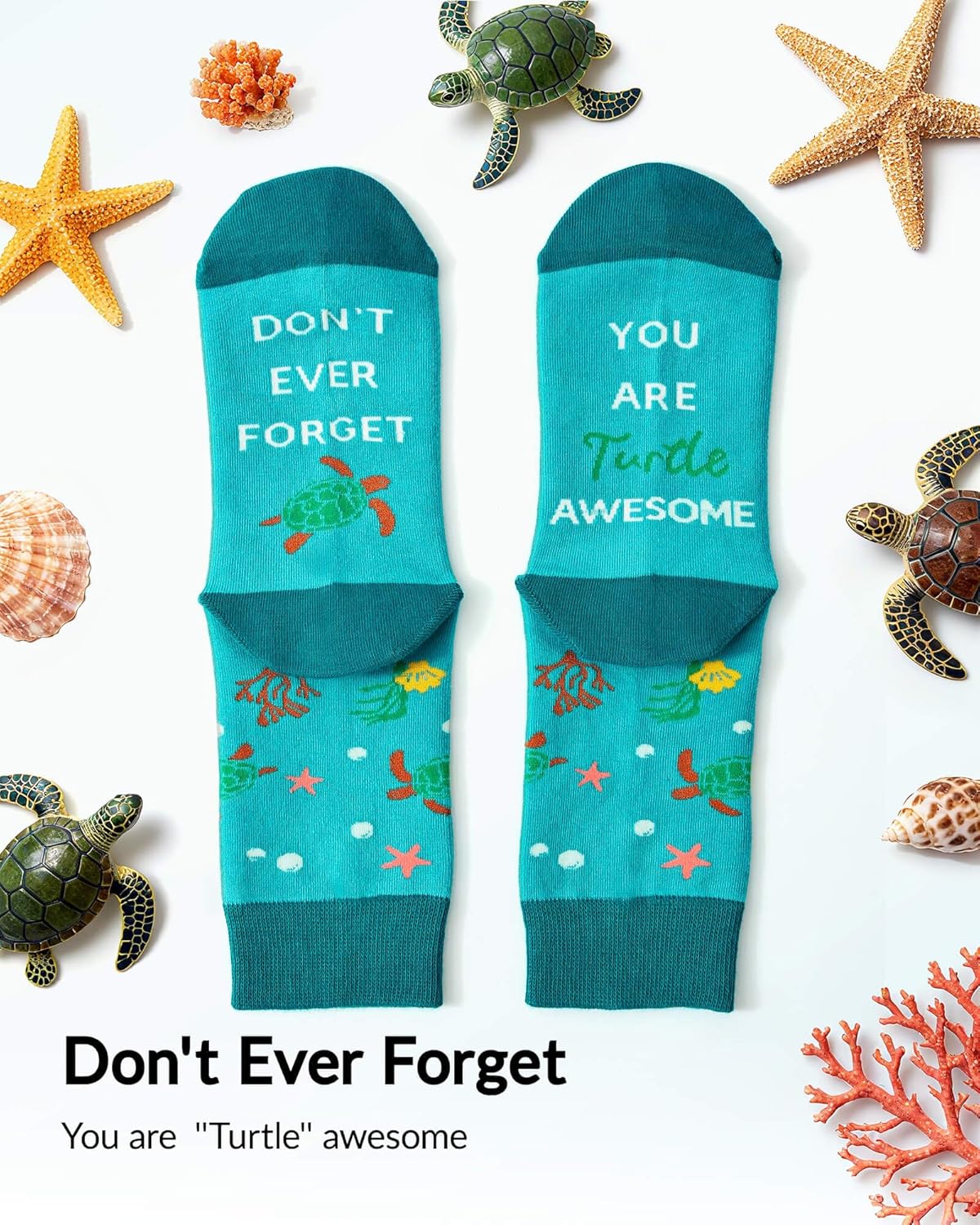 Moyel Turtle Gifts for Women Men Teen Sea Turtle Turtley Awesome Inspirational Gift Blue Fun Socks Funny Animal Lover Teacher Birthday Gifts - Image 4