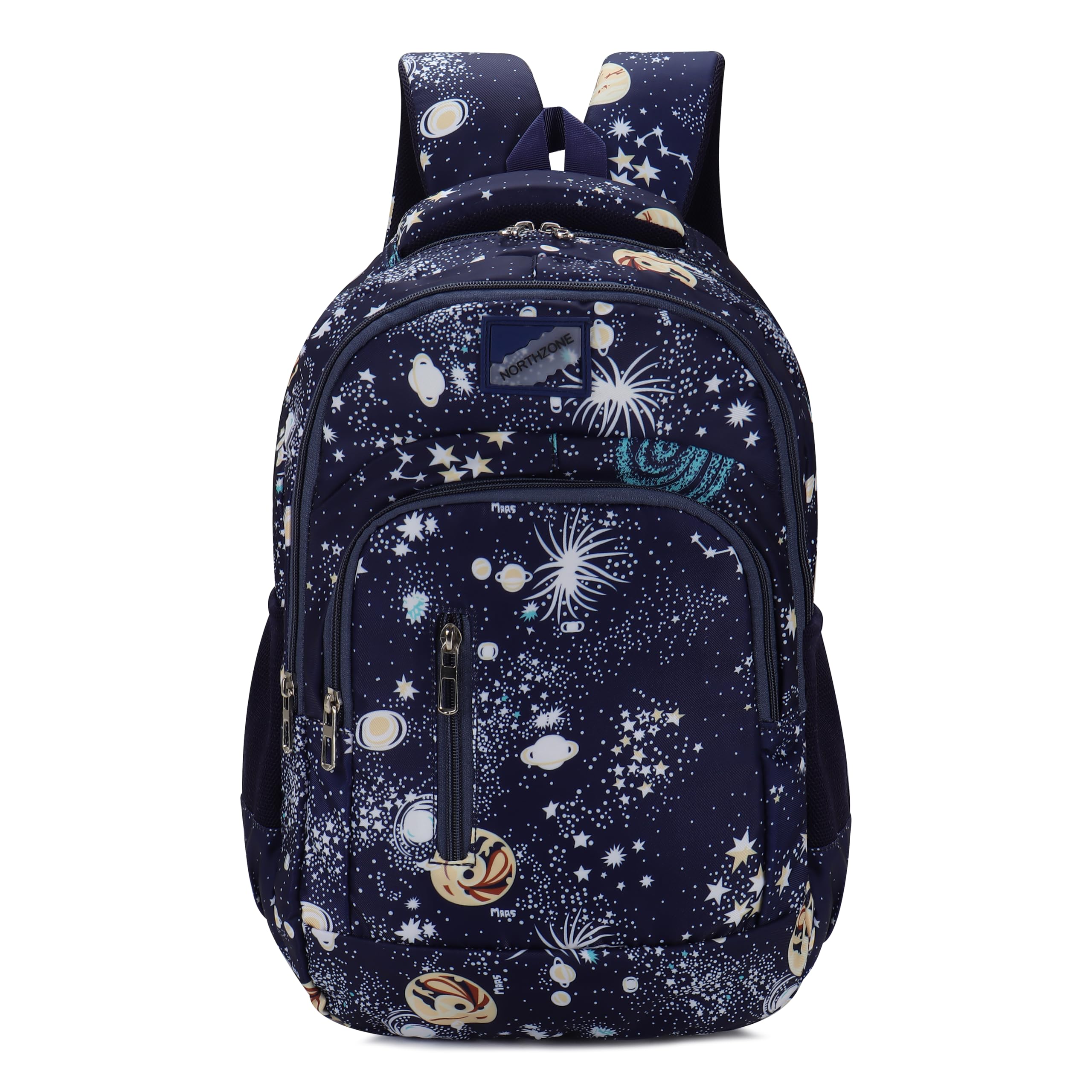 north zone Space Print School Backpack for Boys & Girls | Water Resistant School, College & Travel Bag | Galaxy & Planet Design Backpack with Multiple Compartments, Side Bottle Pockets-picture-30
