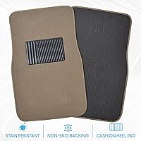 Vista 3 de Alfombrillas de piso de alfombra para trabajo pesado beige delanteras y traseras, forros universales para automóvil, SUV, camioneta y camión