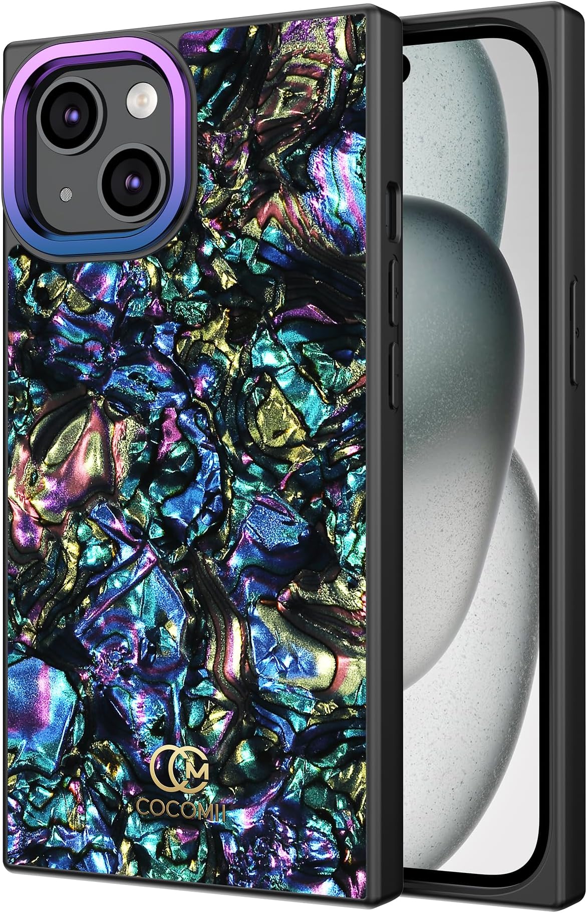 CocomiiRectangle Case Compatible with iPhone 15 - Opalescent Pearl, Camera Protector, Glossy, Women Girls Men, Protective Phone Case for iPhone 15 6.1 inch, Abalone