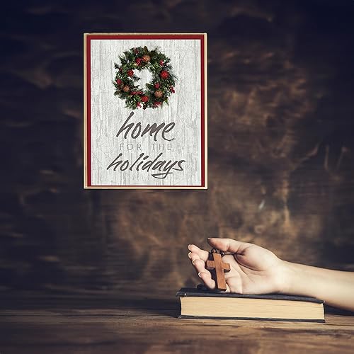 Miniatura 5 de Home for the Holidays - Holiday Wall Art, This Inspirational Christian Wall Art Aesthetic Print wReplica Wood Design Is Perfect For Home Decor,