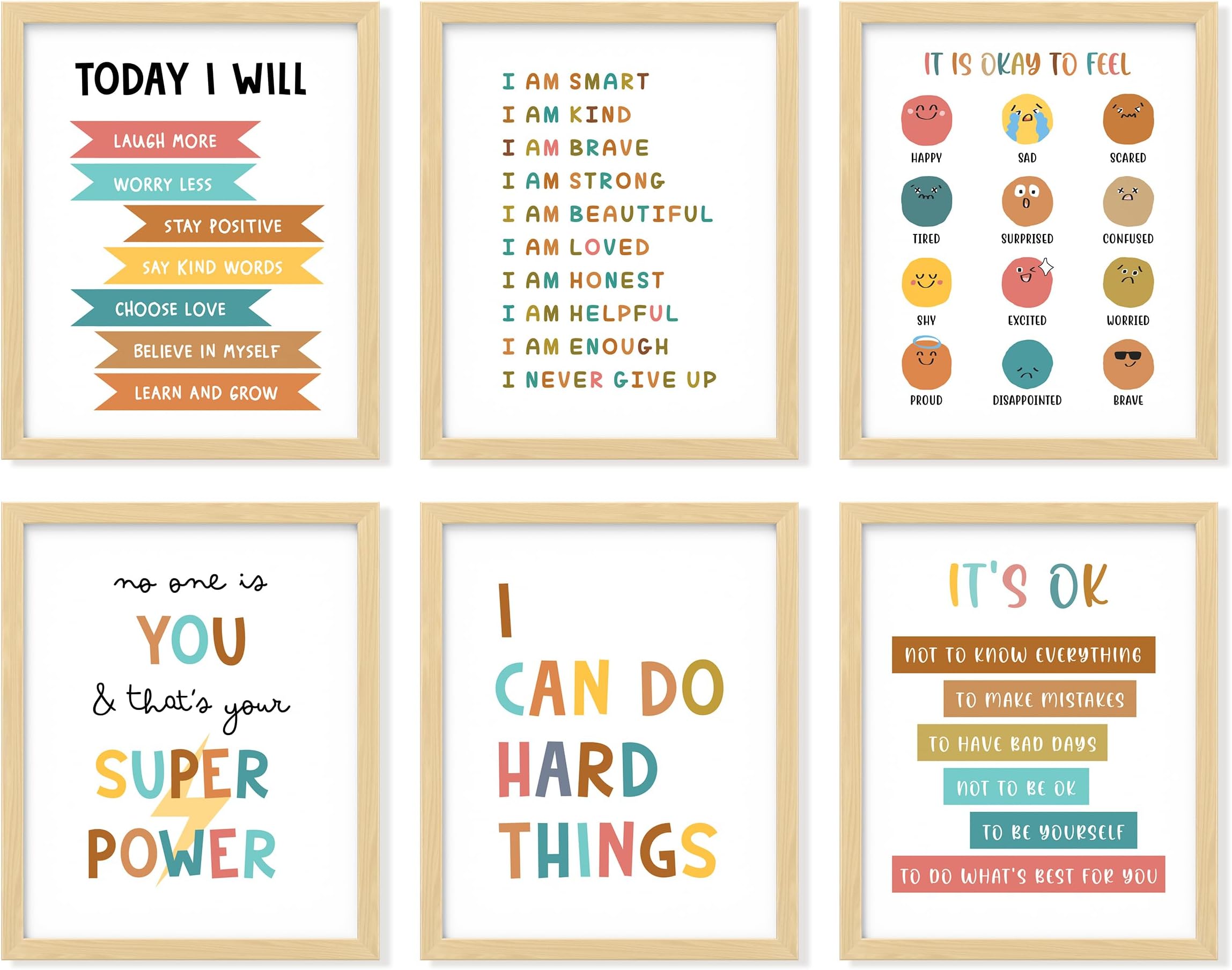 97 DECOR Kids Affirmation Wall Decor - Positive Affirmations for Kids Decor, Affirmation Art Prints Nursery Pictures, Colorful Inspirational Quotes Posters for Classroom Playroom Decor (8x10 UNFRAMED)