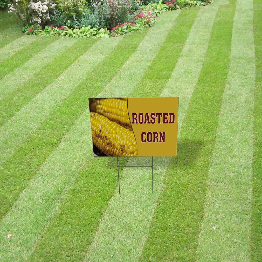 Weatherproof Yard Sign Roasted Corn Outdoor Advertising Printing J Yellow Lawn Garden Farmers Market 18x12 Inches 2 Sides Print