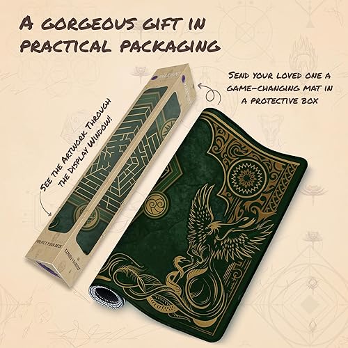 Miniatura 5 de Paramint Emerald Phoenix (cosidas)  Tapete MTG  Compatible con Magic The Gathering Playmat  Play MTG, YuGiOh, TCG  Diseños artísticos y accesorios