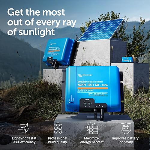 Miniatura 10 de Victron Energy BlueSolar MPPT MC4 - Controlador de carga solar compatible con paneles solares, 150 V, 70 amperios, 12243648 voltios
