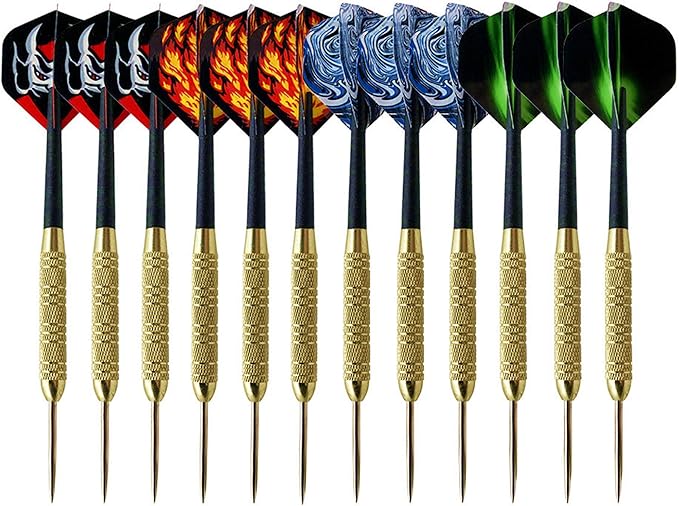 XUBX 12 stuks Dartpijlen met metalen punt, Steeltip dartpijlen, stalen darts pijlset, 19 gram