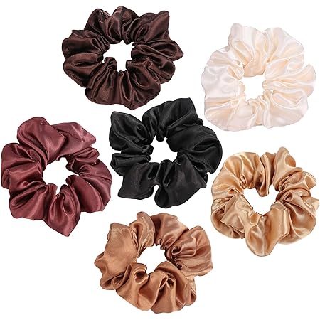 Amazon.com : Simnice 60 Colors Silk Large Satin Hair Scrunchies Elastic ...