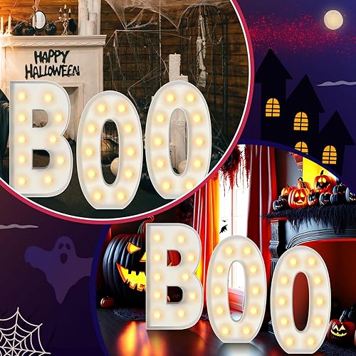Miniatura 7 de 3 piezas de 3.3 pies de Halloween iluminadas con marco de globo grande, letras brillantes, mosaico de espuma, kit de letras gigantes para decoración