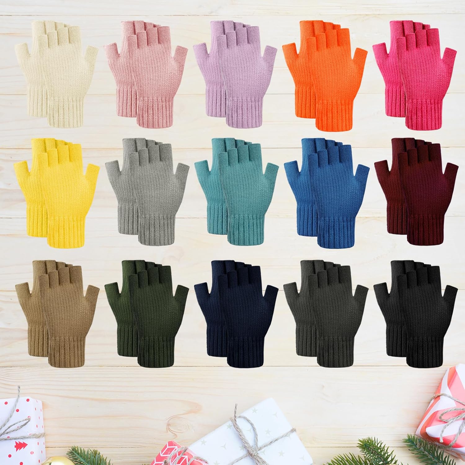 Winter Fingerless Gloves for Men Women,Warm Knitted Half Finger Gloves Driving Working Biking for Cold Weather - Image 7