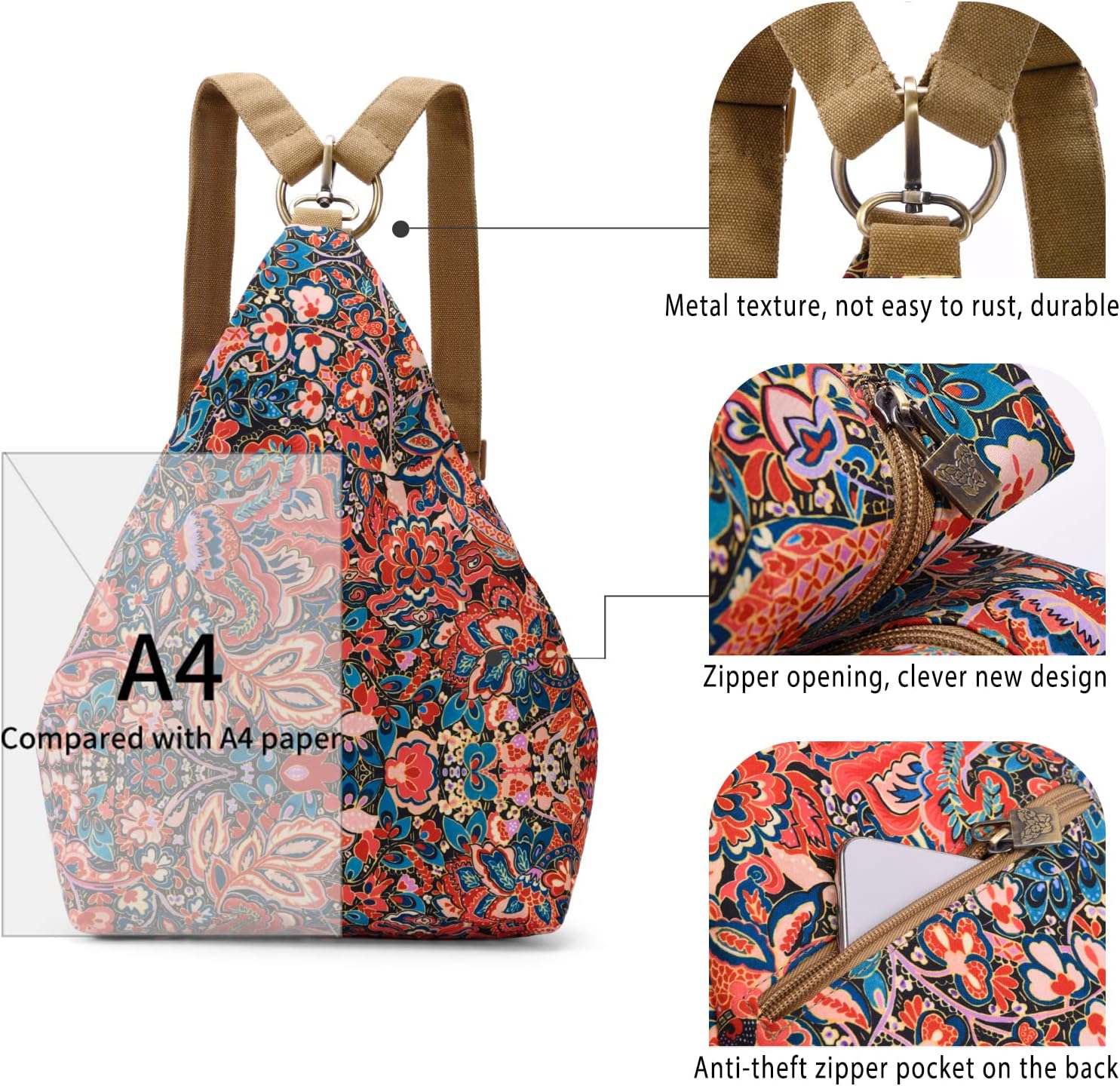 Black Butterfly Premium Backpack for Women, Bohemia Style Fashion Casual Daypack Backpack, Small Backpack Purse (1-red) - Image 3