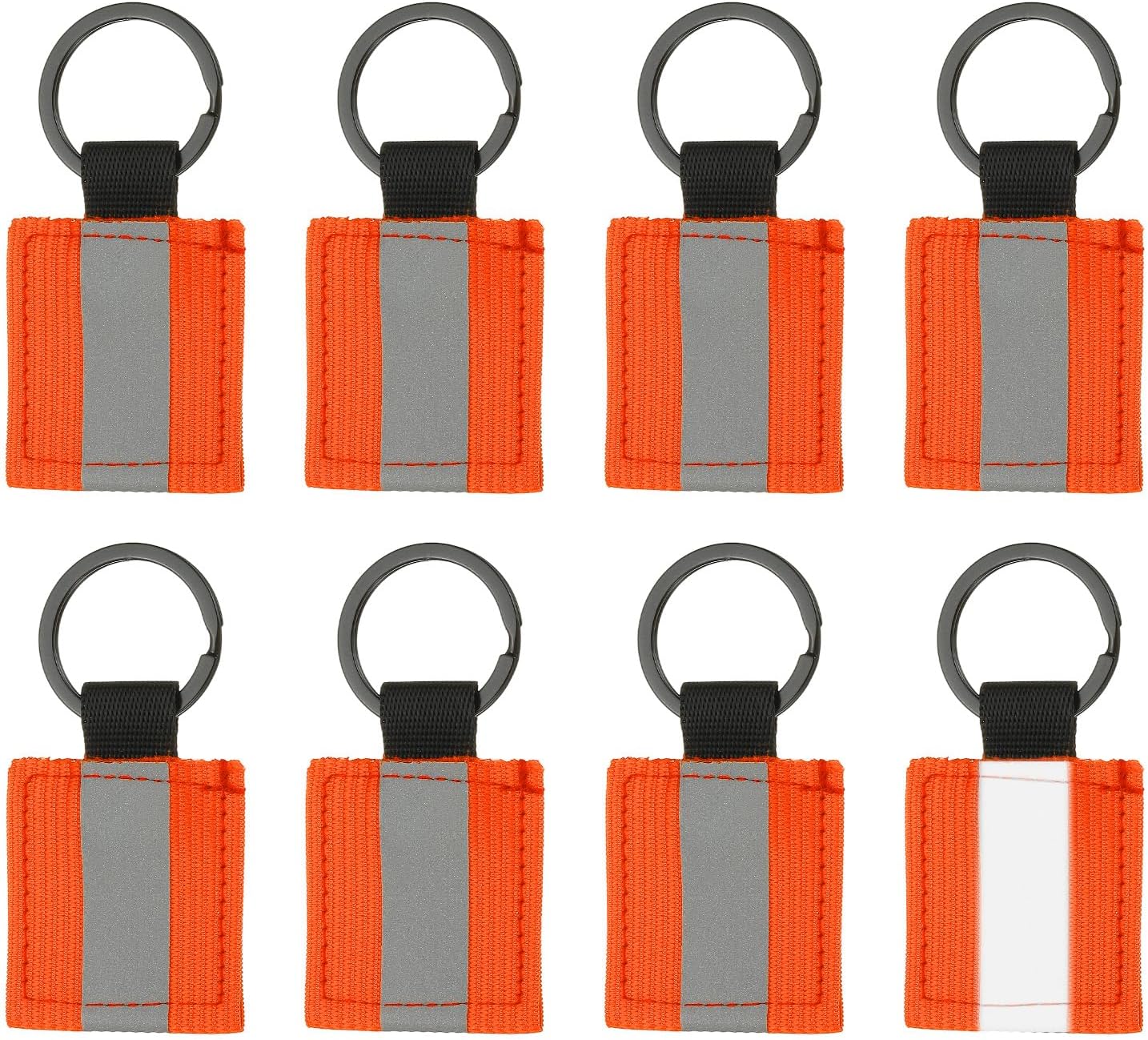 PATIKIL 8 Pcs Reflective Keychain, Reflective Strips High Visibility Safety Keychain Tags Lanyards Pendants Bright