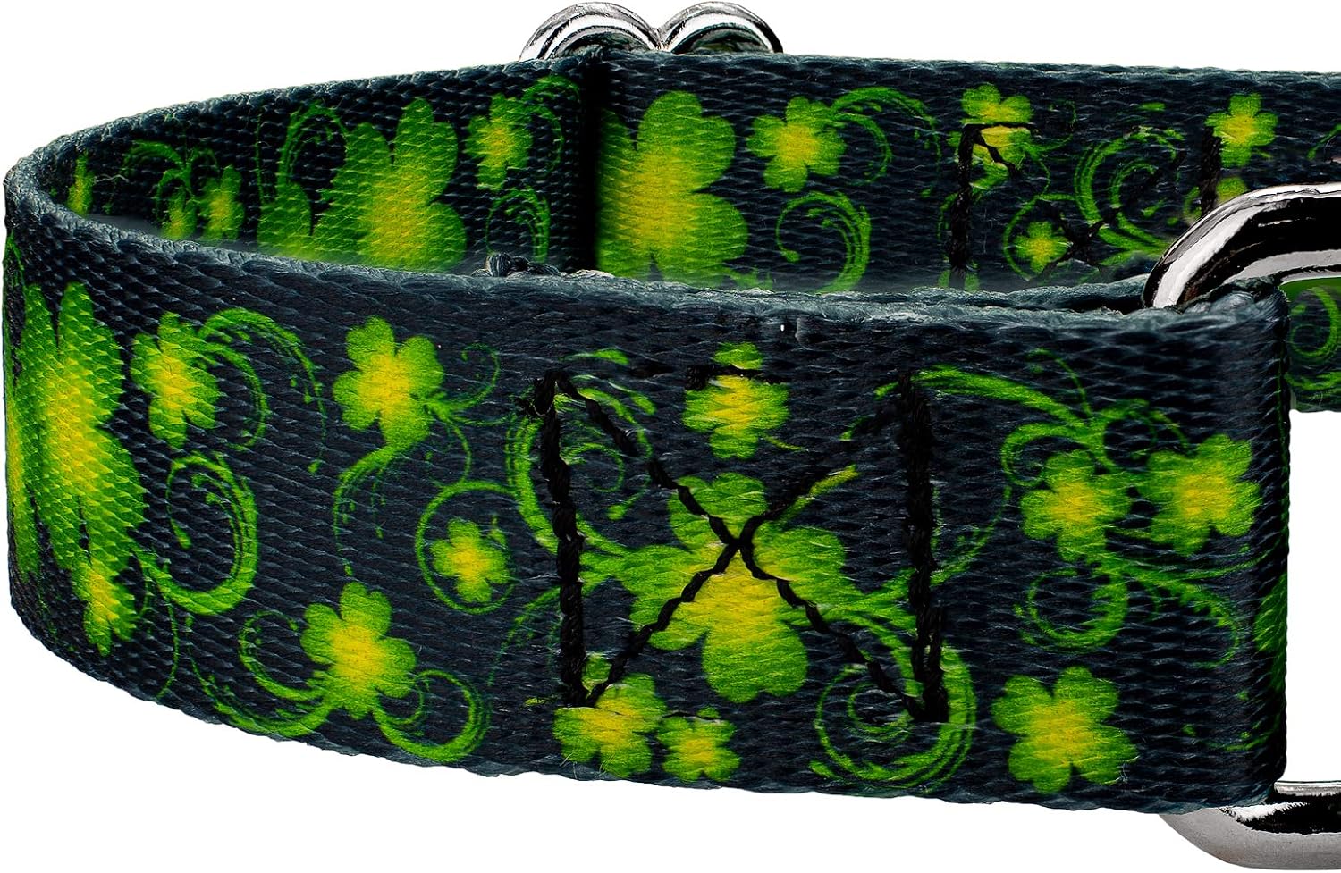 Country Brook Petz - Clovers in The Wind Martingale Dog Collar and Leash - Irish Pride Collection Featuring Lucky Designs (5/8 Inch, Small)