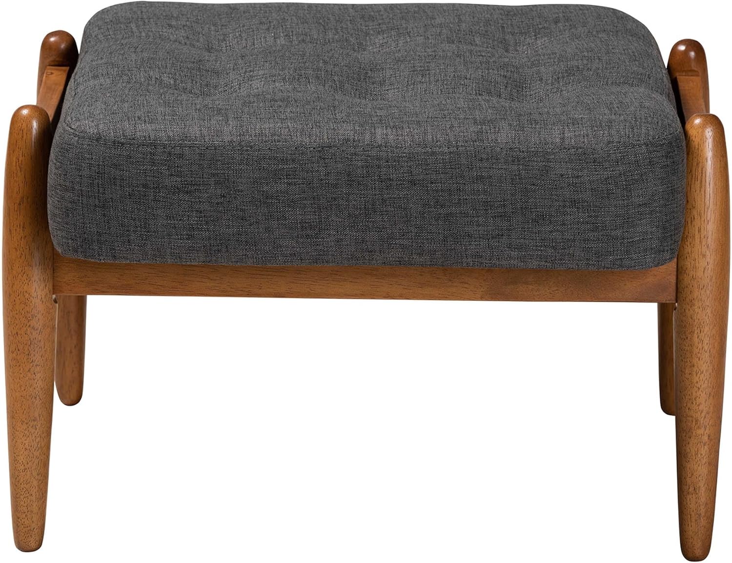 Baxton Studio Jeanine Footstool, One Size, Dark Grey/Walnut Brown