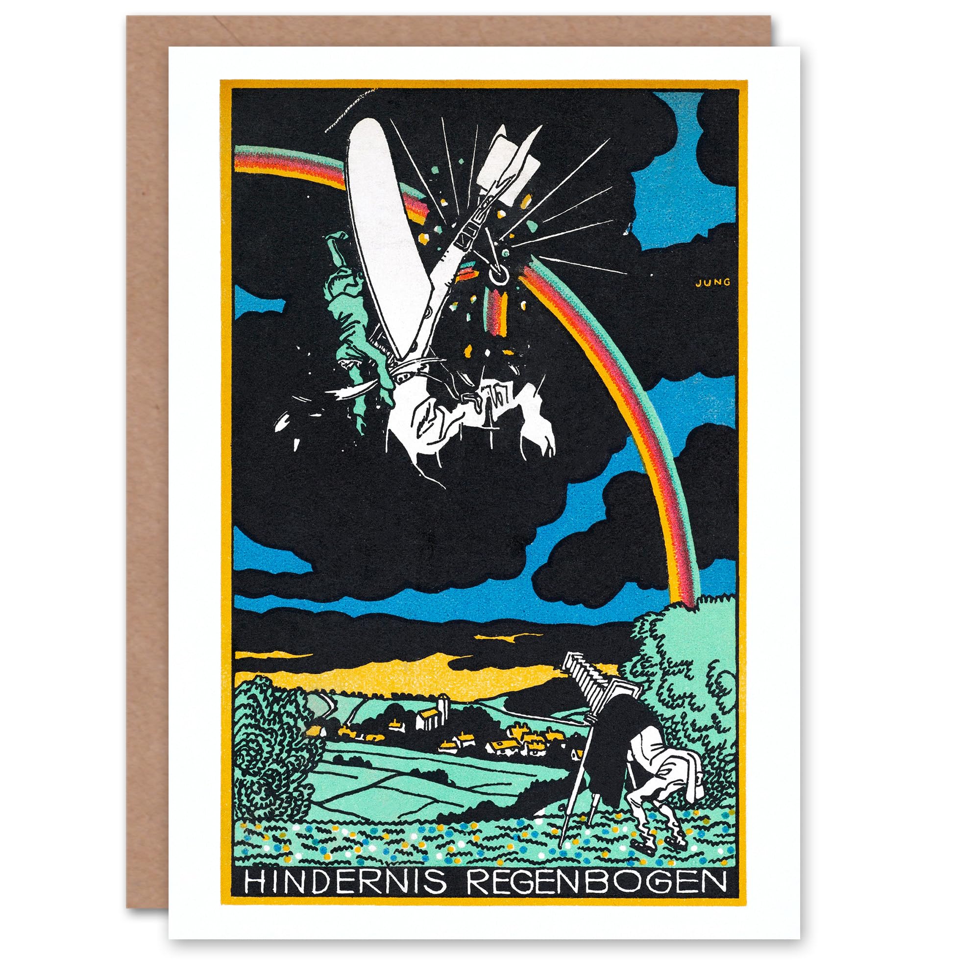 Artery8 Moriz Jung Art Card Rainbow Obstacle Plane Crash Painting