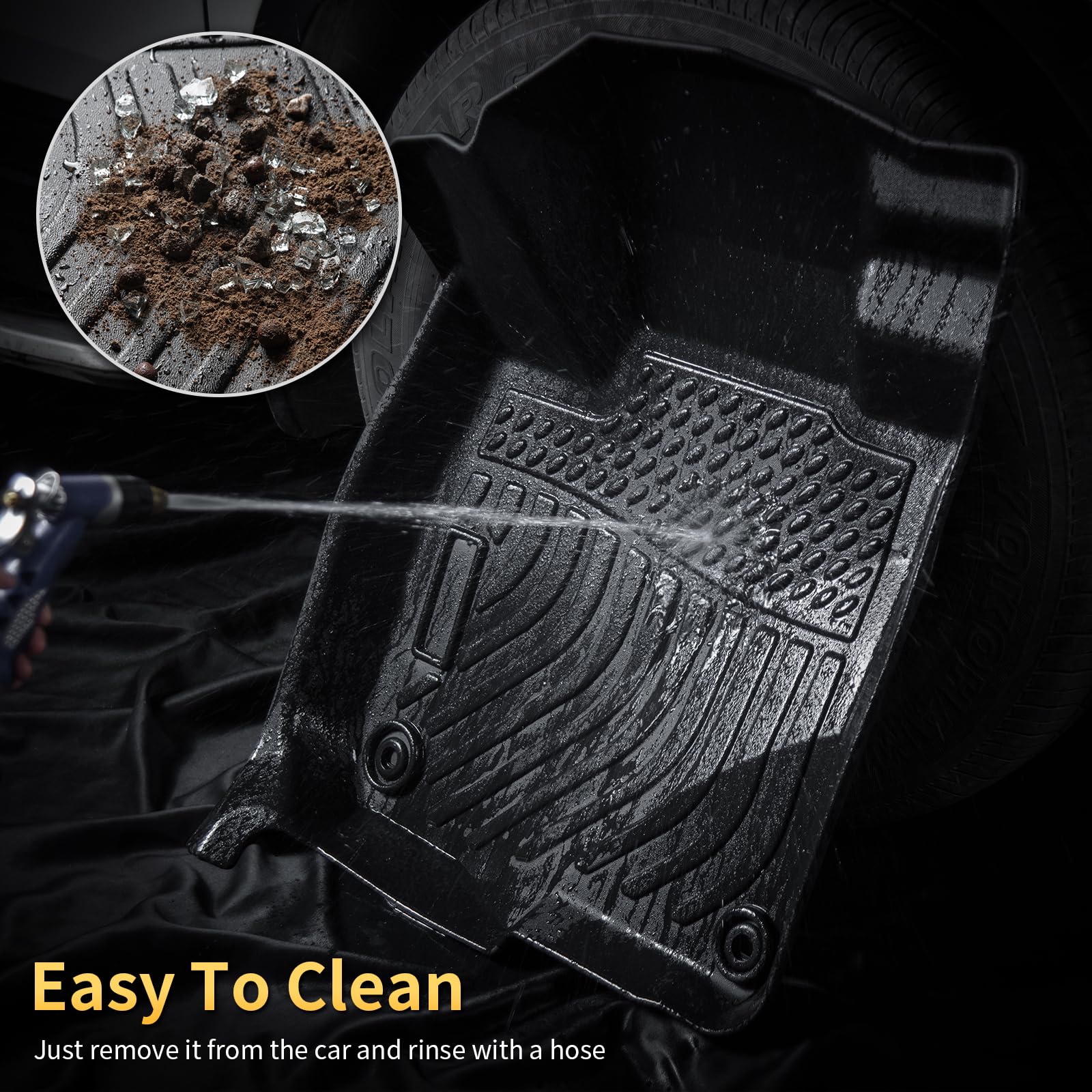 AZYT Floor Mats & Cargo Liner for Jeep Grand Cherokee 2005-2010, All Weather Automotive TPE Floor Liners Set Waterproof Accessories Black