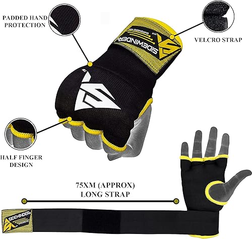 Miniatura 4 de SideWinder Guantes acolchados de gel para boxeo, soporte de muñeca, protector de puño, ideal para artes marciales, artes marciales, muay thai,