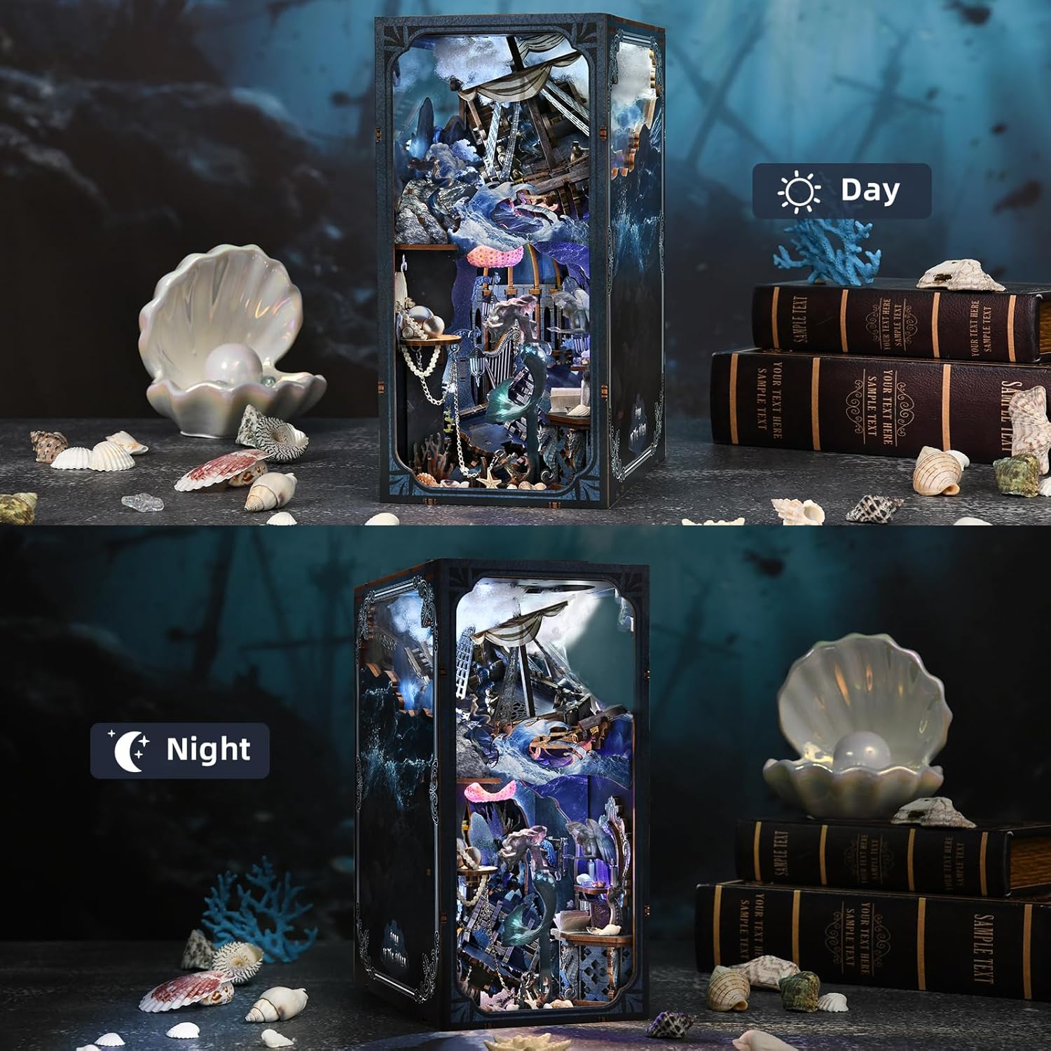 Book Nook Kit, DIY Miniature Dollhouse Kit Tiny House Mini Booknook Craft Bookshelf Decor, 3D Wooden Puzzles for Adults, Gifts for Book Lovers (Song of The Sirens)