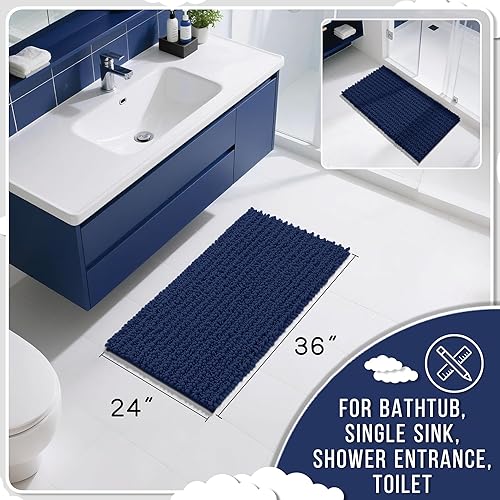 Miniatura 220 de Yimobra - Tapete de baño largo de felpilla, grande de 55.1 x 24 pulgadas, microfibra gruesa, absorbente, extrasuave, antideslizante, peludo, lavable