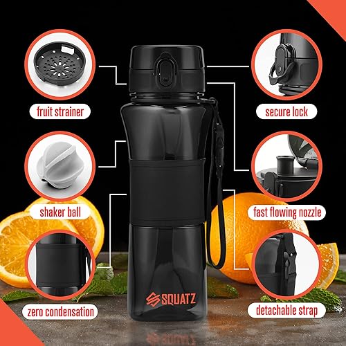 Miniatura 6 de SQUATZ Botella de agua Poseidon Series de 24 onzas con bola agitadora frasco de gimnasio de boca ancha de alta calidad con filtro infusor de frutas