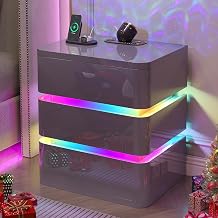 Dystler Fully Assembled Nightstand with Charging Station and LED Lights