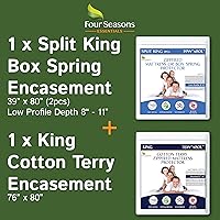 Vista 1 de Bundle - 2 Artículos: Protector de colchón con cremallera tamaño King Terry Cotton Top + Split King Box Spring Encasement (2Pc)
