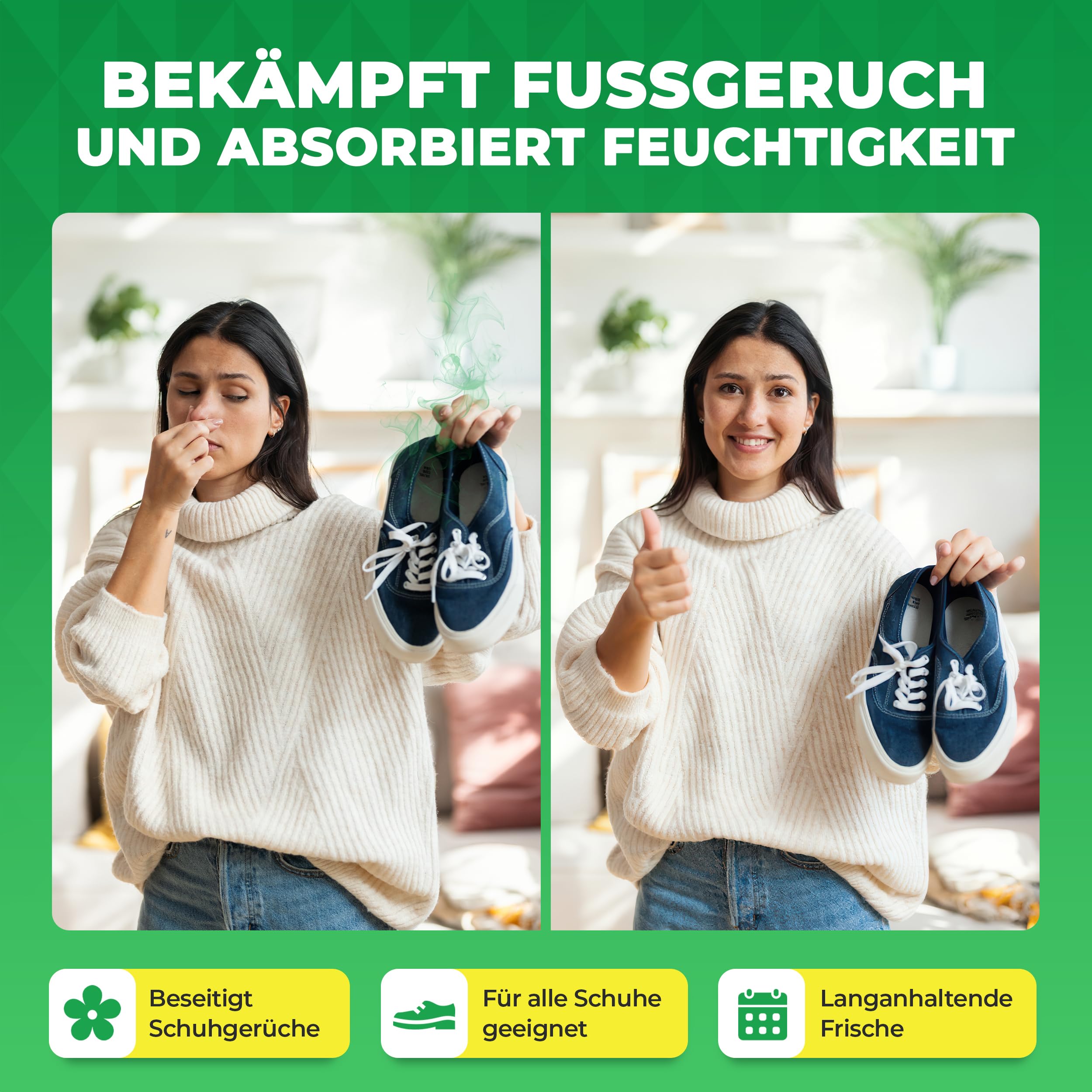 8x Aktivkohlebeutel für Schuhe & Sport – Schuhgeruch entfernen bei Schweißfüßen & Feuchtigkeit – Geruchsneutralisierer, Schuhtrockner, Schuh Deo – nachhaltig & geruchlos