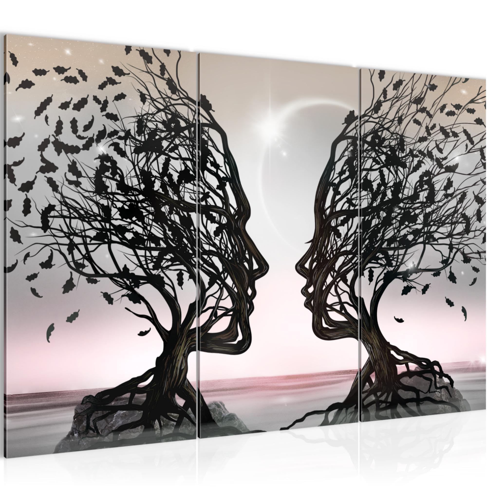 Runa Art Amantes Cuadro Lienzo no Tejido 3 Piezas Árbol abstracto Gris Rosa Dormitorio Corredor 044831b