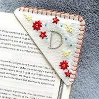 Vista 54 de Marcapáginas de esquina bordado a mano personalizado, lindo marcador de libro con flores, regalo de costura a mano para mujeres amantes de los Rojo