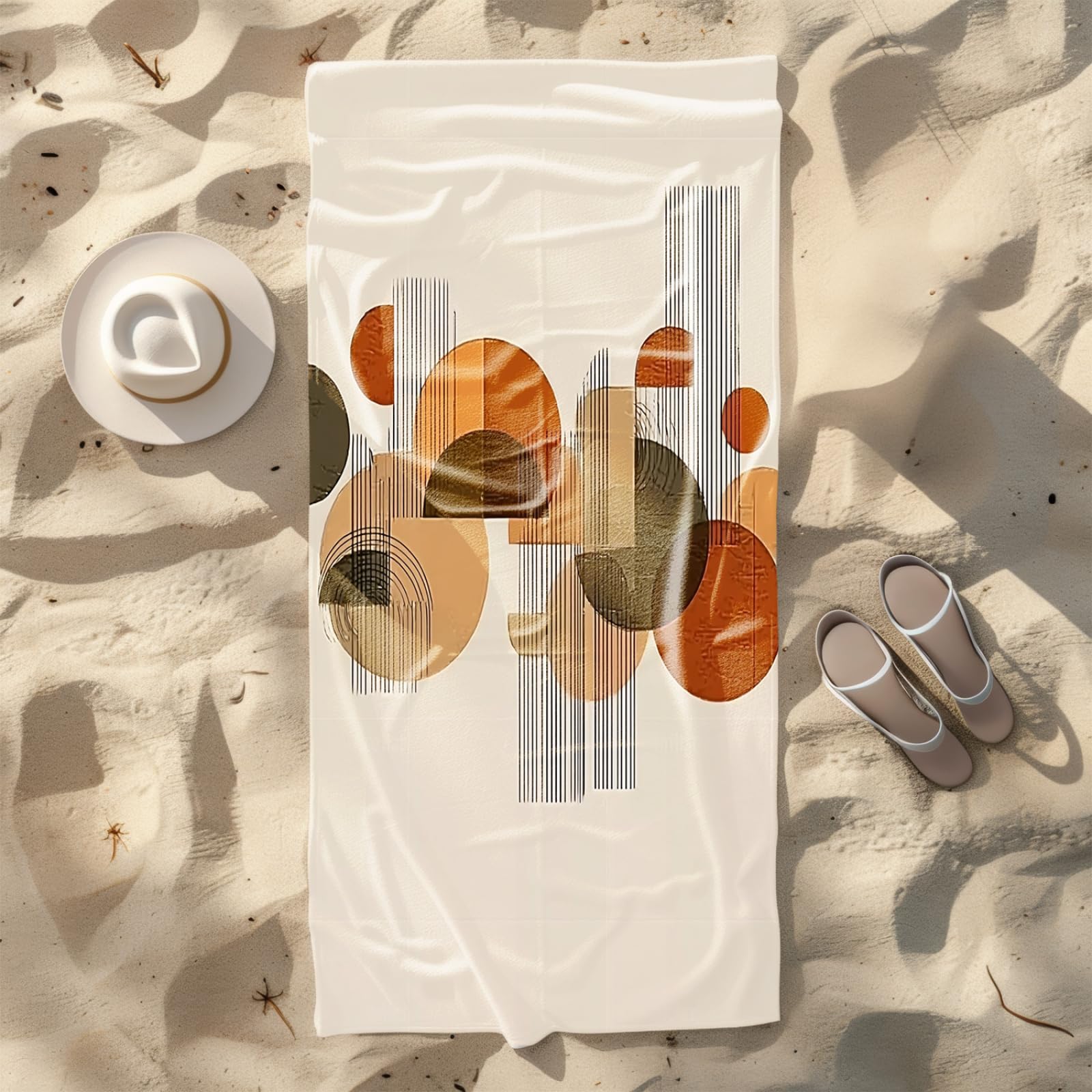 Genérico Toalla Playa Grande Patrón Rojo Marrón Microfibra Secado Rápido Oversize Toalla Sin Arena Súper Ligera Piscina Camping Picnic Yoga Gimnasio Y Deportes Viaje