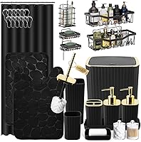 Vista 44 de Bathroom Accessories Set - 25PC Bathroom Sets with Shower Curtain and Rugs, Orange Bathroom Accessories with Trash Can, Soap Dispenser, Soap Dish &