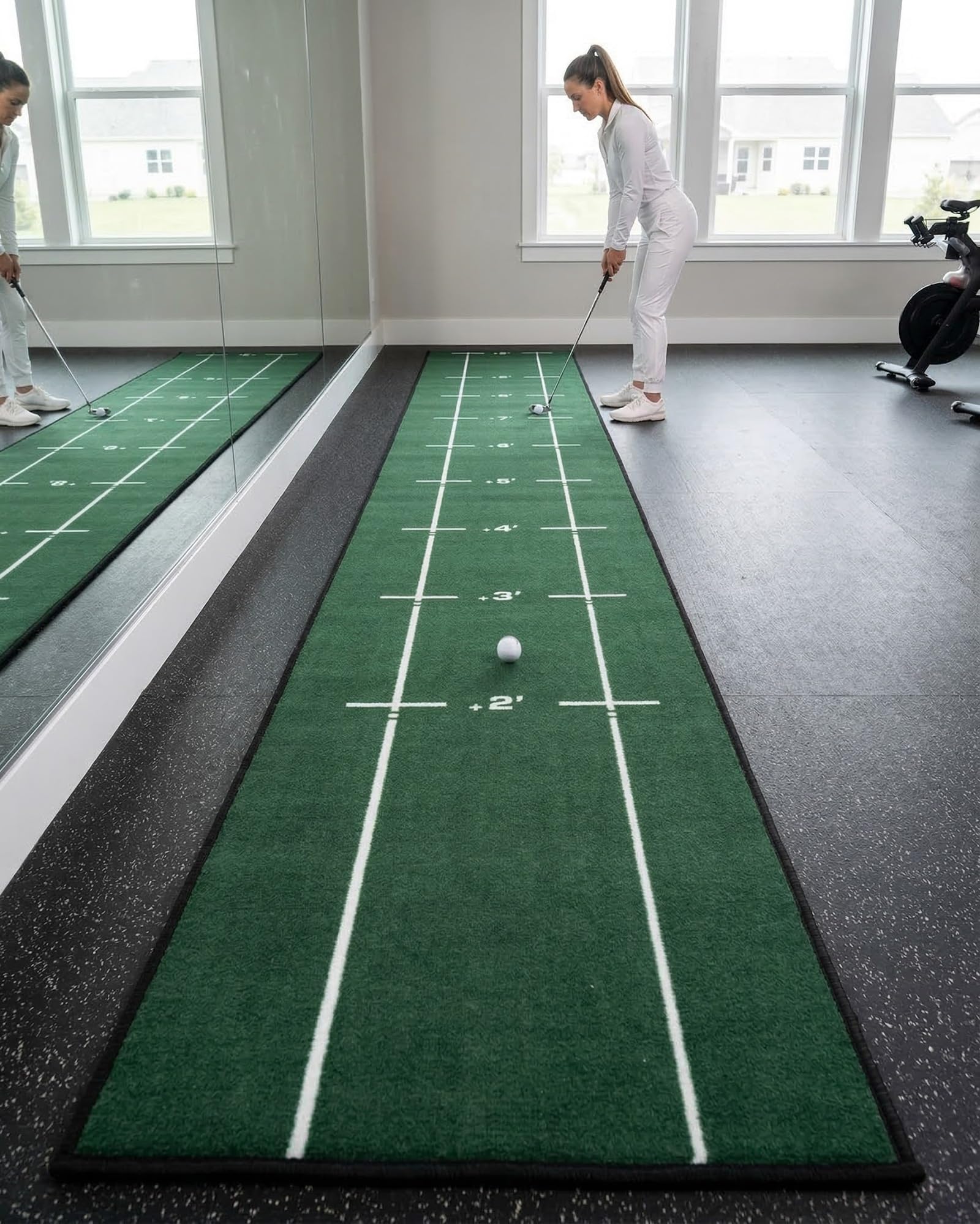 Golf Putting Matte: Putting Alignment Matte 280x28cm mit Linienführung für Putting Training Minigolf für Zuhause Indoor Golf Matte Büro Home Practice für Golfer Männer