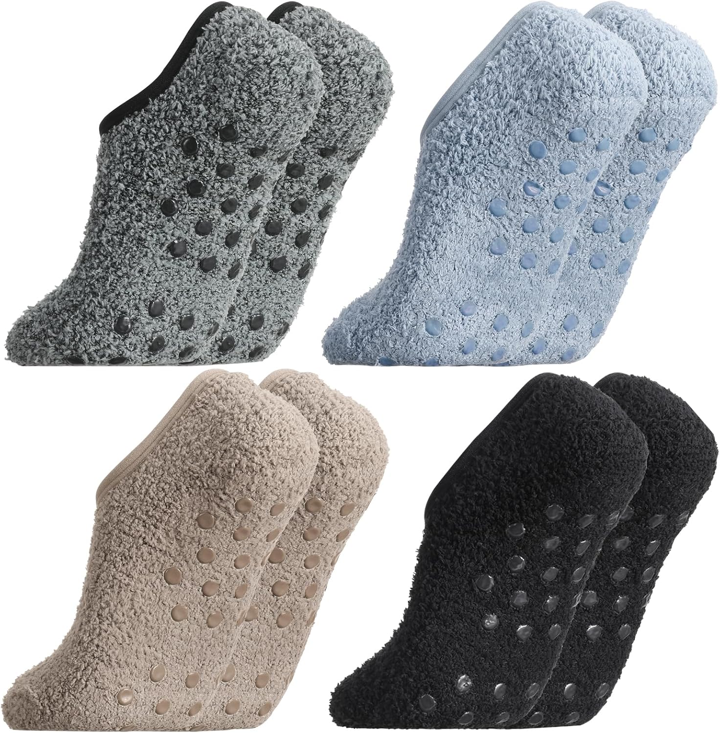 4 Paar Stoppersocken Damen 35-40 Rutschfeste Wintersocken mit Noppen