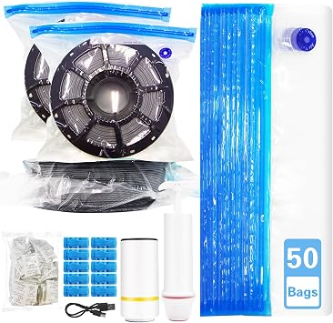 50 Pcs Filament Vacuum Storage Bags with Manual Auto Pumps
