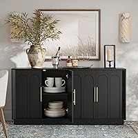 Vista 6 de Sideboard Buffet Cabinet with Storage, Modern Accent Cabinet with Arched Doors, 67" Large Modular Media Console, Minimalist Credenza for Living Room