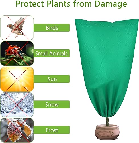 Miniatura 6 de 10 cubiertas para plantas, protección contra congelación, cubierta de invierno para plantas con cordón y cremallera, bolsa protectora grande para
