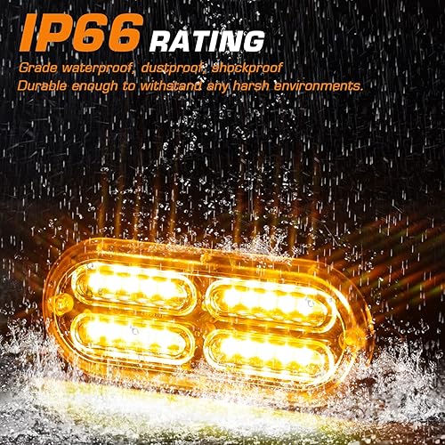 Miniatura 4 de LINKITOM 4 piezas Ultra Slim Sync Feature 24-LED Luz estroboscópica de emergencia, peligro, para montaje en superficie, para automóvil, camión
