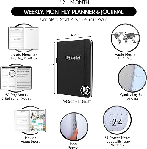 Miniatura 8 de Agenda de maestría de la vida un viaje de 12 meses para aplastar tus objetivos, aumentar la productividad, la pasión, el éxito y la felicidad,