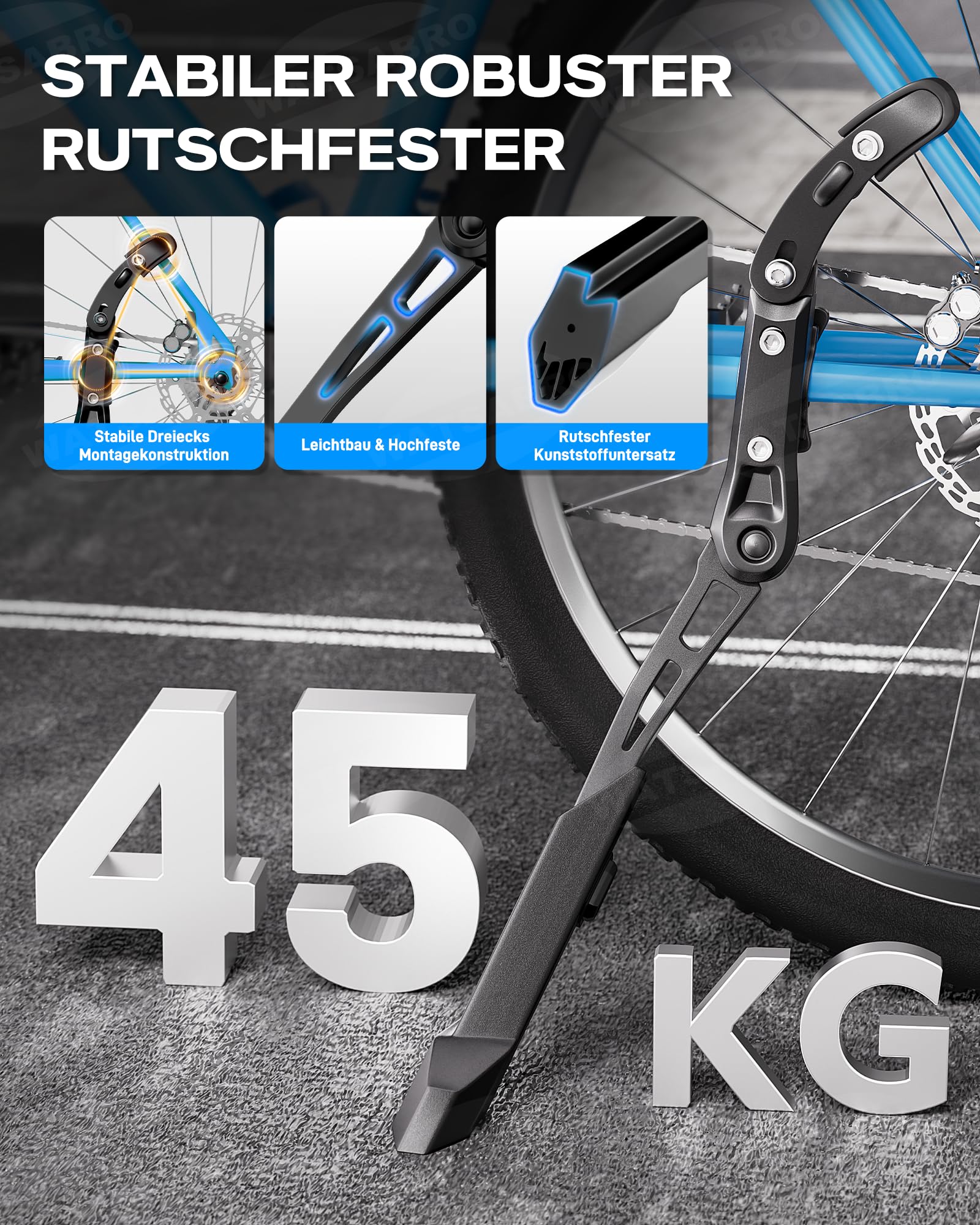 WATSABRO Fahrradständer 24-29 Zoll für Runde Rohre - Schnell Höhenverstellbarer Fahrrad ständer, Leichtbau-Aluminiumlegierung Hinterbauständer für E-Bikes, MTB, Citybikes (45 kg)