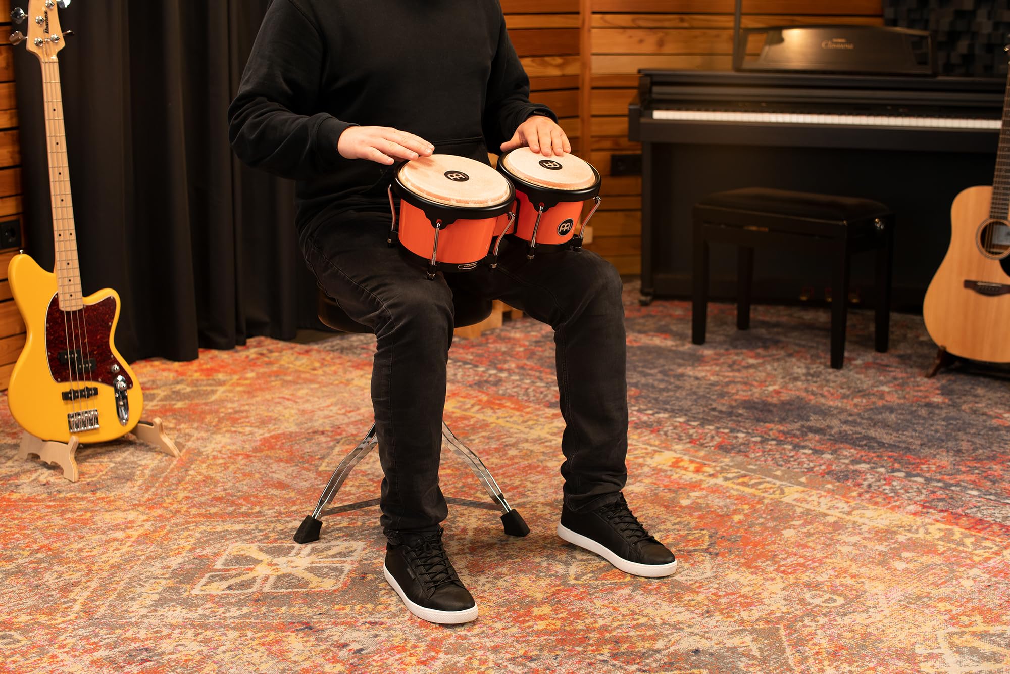 Meinl Percussion Bongos Journey Series – 2 Bongosy 6,5 i 7,5 cala – W Zestawie Klucz Do Strojenia – Tworzywo ABS, Kolor Electric Coral (HB50EC)