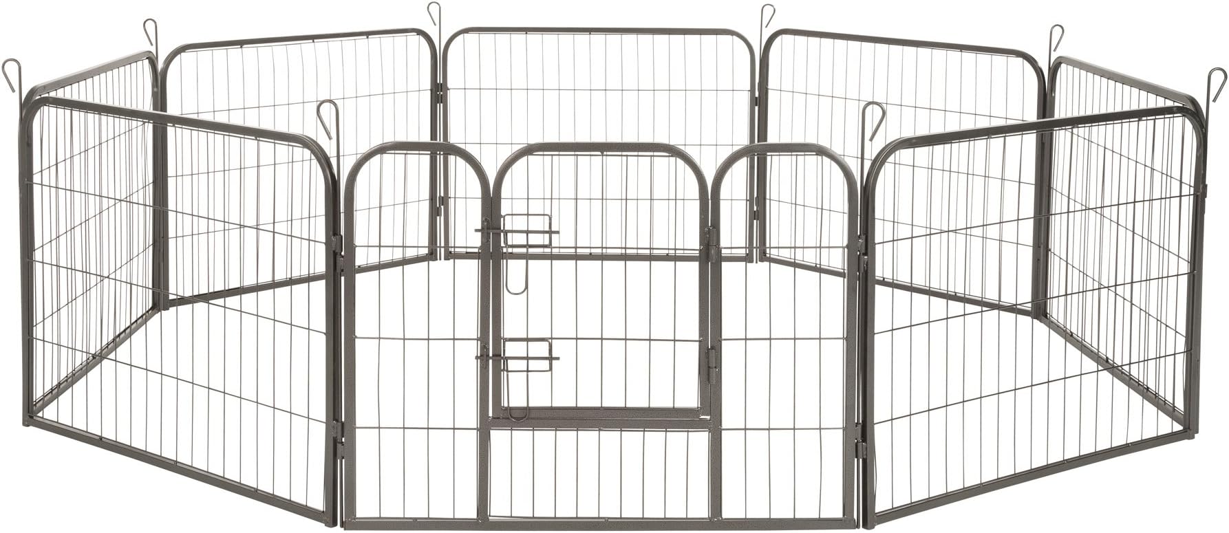 tectake® Puppy and Pet Playpen, Highly Stable, Robust, Easy Set-Up with Double Lock Door, Ground Insertable Rods, Collapsible, Multiple Shapes, Ideal for Rabbit, Puppy and other Small Pets - 60 cm