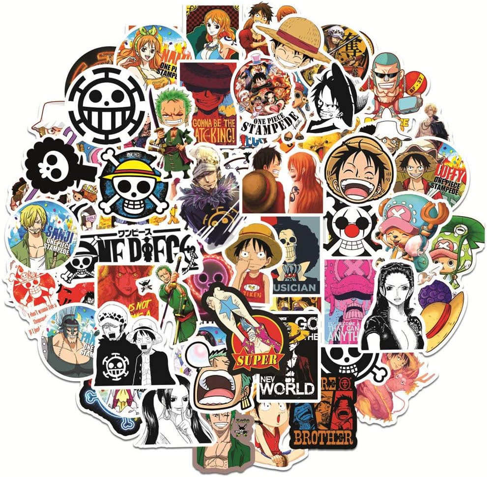 buy one piece stickers 100 pack luffy anime stickers for teens kids waterproof vinyl stickers for water bottles laptop online in turkey b08v1ldfbf